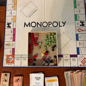 Vintage Monopoly Board Game Parker Brothers 1935 Wooden Pieces Blue Box